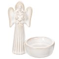 Floristik24 Engel Schale Dekoration mit kleiner Figur und rundem Teelichthalter 10cm 3St