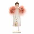 Engel mit Federflügeln Rosa 28cm Holz