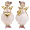 Floristik24 Rosa Engel mit Herz Deko Figur Weihnachtsdeko 7×6×14cm 2St