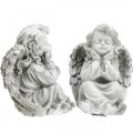 Engel Figur klein Grabdeko Gartenfigur Grau H9cm 3St