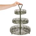 Metall-Etagere Grün drei Etagen Tannendekor rund 49cm | Floristik24.de