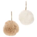 Floristik24 Deko Pompon zum Aufhängen Flauschige Fellkugel 7cm 6St