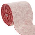 Floristik24 Filzband 100% Wolle zweifarbig als Topfband Filzband Weiß/Rot 15cmx5m