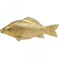 Deko Fisch Goldfarben, Statue zum Hinstellen, Fischskulptur Polyresin Klein L18cm