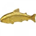Deko Fisch zum Hinstellen, Fischskulptur Polyresin Golden Groß L25cm