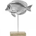 Deko-Fisch, Maritime Deko, Fisch aus Metall Silbern, Naturfarben H28,5cm