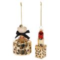 Floristik24 Christbaumschmuck Parfumflakon und Lippenstift mit Leoprint 11cm 2St