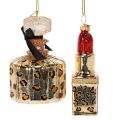 Christbaumschmuck Parfumflakon und Lippenstift mit Leoprint 11cm 2St | Floristik24.de