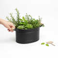 Blumentopf Metall Oval Griff Schwarz Natur 34x19,5x15cm | Floristik24.de