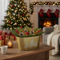 Deko Schale oval Tannenbaum Übertopf Gold 24×13×12,5cm | Floristik24.de