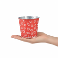 Übertopf Rot Weiß Mini-Blumentopf geblümt Metall Ø10,5cm H10,5cm | Floristik24.de