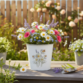 Blumentopf Metall Übertopf Weiß Blumen 12,5cm H11,5cm | Floristik24.de