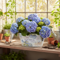 Blumenschale mit Griffen oval Metall Hortensien 32×15×15cm | Floristik24.de