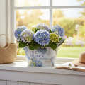 Blumenschale mit Griffen Hortensien Metall 26×13×14,5cm | Floristik24.de