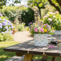 Pflanztasse Emaille Deko Tasse Blumenmotive Ø11cm | Floristik24.de