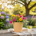 Übertopf Metall Blumenübertopf Pastell Orange Ø13,5cm H12,5cm | Floristik24.de
