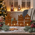 Kerzenständer Weihnachtsbeleuchtung Deko Häuser Rost 52×12cm | Floristik24.de