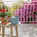 Deko Gießkanne Blumentopf Blau Metall 28x13x17cm 1,25l Garten Balkon Dekoration | Floristik24.de
