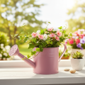 Deko Gießkanne Rosa Metall Übertopf Ø13,5cm H12,5cm | Floristik24.de