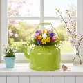 Deko-Teekanne Metall Apfelgrün - Blumen-Übertopf - Ø20cm H15cm - Vielseitige Gartendeko und Geschenkidee | Floristik24.de