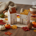 Keramikhaus Deko mit Schornstein Teelichthaus Herbst und Winter 13cm 2St | Floristik24.de