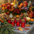 Grabkerze für herbstliche Grabgestaltung zu Allerheiligen und Totensonntag 13cm 8St | Floristik24.de