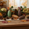 Tannenzapfen Keramik Dekoration Tischdeko Herbst 14cm 3St | Floristik24.de