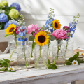 Glasflasche mit Muster zylindrisch klar Dekovase 15cm 6St | Floristik24.de
