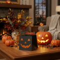 Papiertüte Kürbis Gesicht Übertopf Halloween Deko 10cm 6St | Floristik24.de