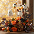 Geister Figuren auf Holzstab Halloween Dekoration 54cm 8St | Floristik24.de