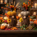 Herbstfigur Kürbiswichtel mit Sonnenblume und Bart 16cm 2St | Floristik24.de