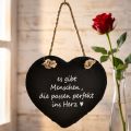 Valentinstag Hängedeko Schieferherz Deko Herz Schwarz B15,5cm | Floristik24.de