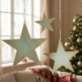Holzsterne zum Aufhängen Fensterdeko Mint Gold 12/20/26cm 3er-Set | Floristik24.de