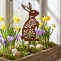 Gartenstecker Rost Hase Blumenmuster Gartendeko Ostern 9×15cm | Floristik24.de