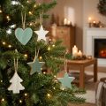 Weihnachtsbaum Holzanhänger Set, Herz-Baum-Stern, Mint-Grün-Weiß, 4,5 cm, 9 Stück - Weihnachtsdeko | Floristik24.de