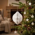 Wabenkugel Weihnachtskugel Papier Weiß FSC Ø15cm H20cm | Floristik24.de