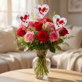 Blumenstecker Herz Weiß mit Schleife 7cm 12 St | Floristik24.de