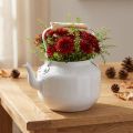 Deko Teekessel Übertopf Metall Weiß Shabby Chic Ø8,6cm H16cm Vintage Deko Blumengefäß | Floristik24.de