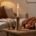 Stabkerzenhalter Holz Kerzenständer Natur Ø6cm H20cm | Floristik24.de