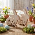 Hase Holz sitzend Blumen Muster Natur Weiß 24×24cm 2 St | Floristik24.de