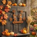Willkommensschild Dekohänger Edelrost Herbstdeko Ø22cm 2St | Floristik24.de