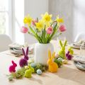 Mini Hasen Bunte Osterhasen beflockt Sortiert H6cm 12St | Floristik24.de