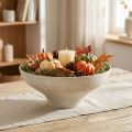 Dekoschale mit Fuß Plastikschale rund Creme Ø19cm H8cm | Floristik24.de