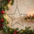 Sterndeko "Frohes Fest", Metallstern zum Hängen, Dekoring für den Advent Schwarz, Golden 41×39,5cm | Floristik24.de