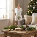 Engel Figur Weihnachtsdeko Holz Metall Weiß Golden H20,5cm | Floristik24.de