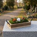 Holztablett mit Griffen Deko Tablett Natur Schwarz 25×12,5×5cm | Floristik24.de