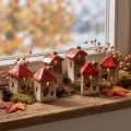 Keramik-Häuschen mit rotem Dach Fenster und Herz – 6 cm – Idyllische Dekoration für Heim und Garten – 6 St | Floristik24.de