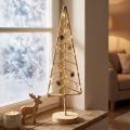 Tannenbaum Deko mit Sockel Holz Metall Natur 18x12x51cm | Floristik24.de