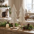 Tannenbaum Filz Deko mit Herz Creme Beige H35cm 2 St | Floristik24.de