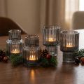 Kerzenständer aus Glas in Grau Teelichthalter H8cm 4 St | Floristik24.de